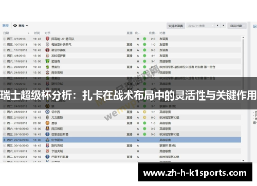 瑞士超级杯分析：扎卡在战术布局中的灵活性与关键作用